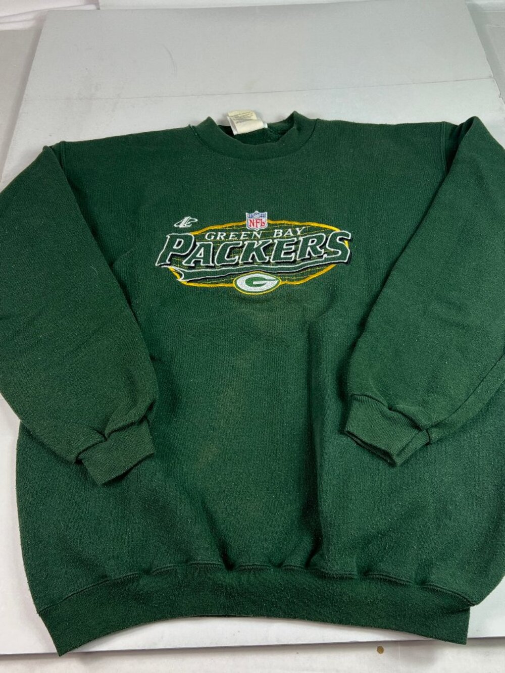 VTG 90s NFL Green Bay Packers Sweatshirt Youth Extra Large Green Faded Crewneck